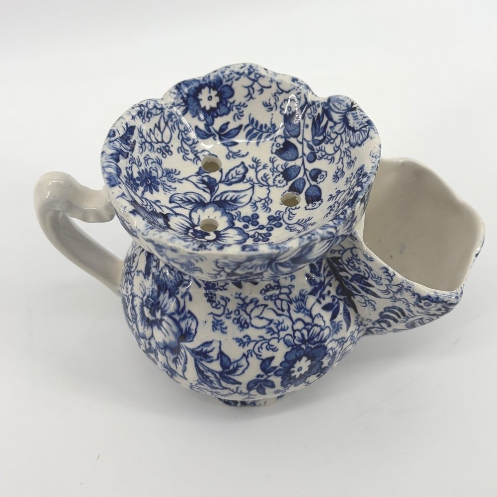 James Kent Old Foley Shaving Scuttle Blue White Floral Chintz Staffordshire Mug